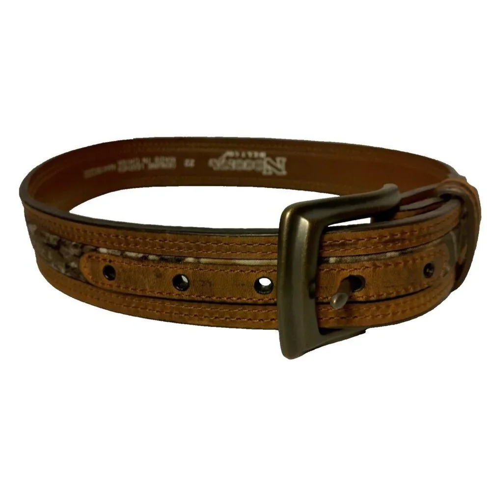 Nocona Belt Co Youth Size 22 Brown Leather Camo Camouflage Adjustable N4419222